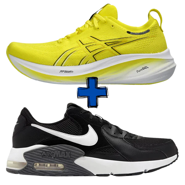 COMBO AVEC BASKETS Nike Air Max Excee + Asics Gel-Nimbus 26