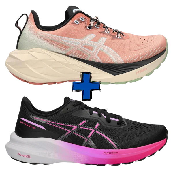 COMBO AVEC BASKETS ASICS GT-1000 13 + ASICS Novablast 4 TR femme